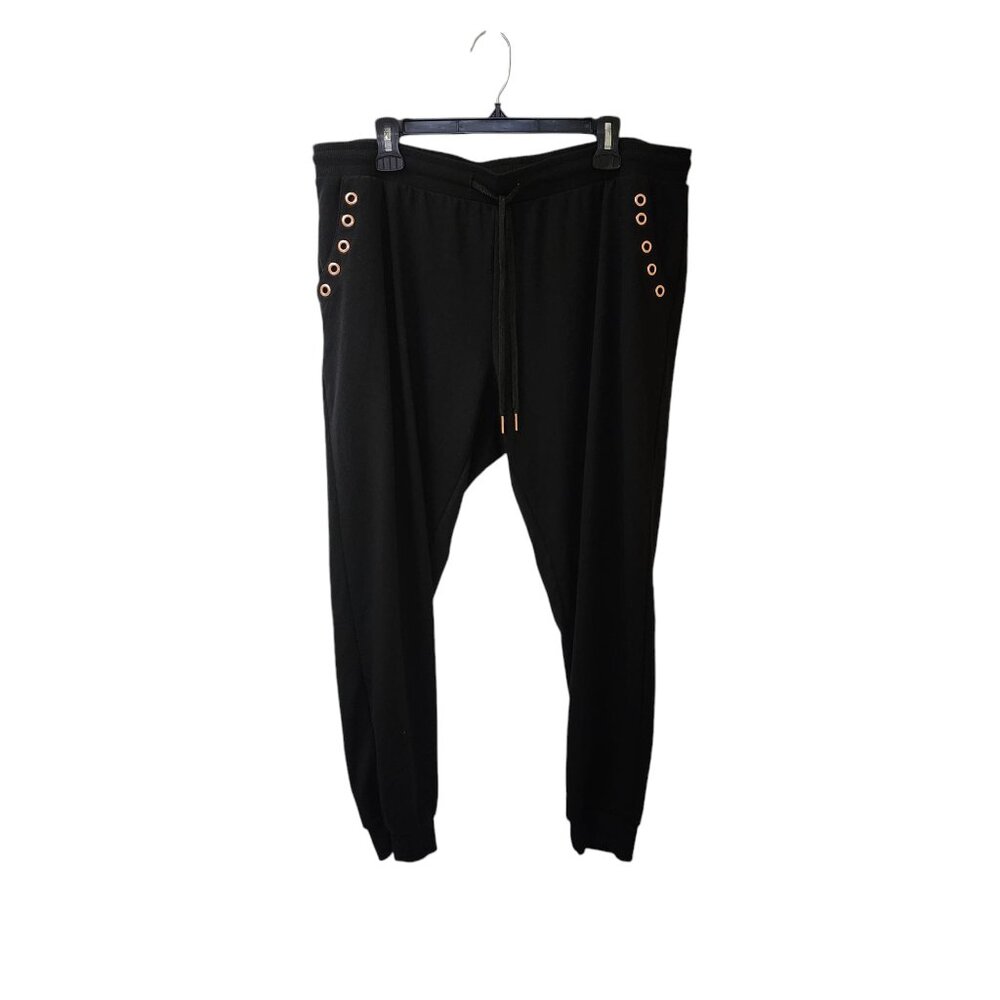 Adrienne Vittadini Sport Black Crop Capri Jogger Pants Women's 2xl